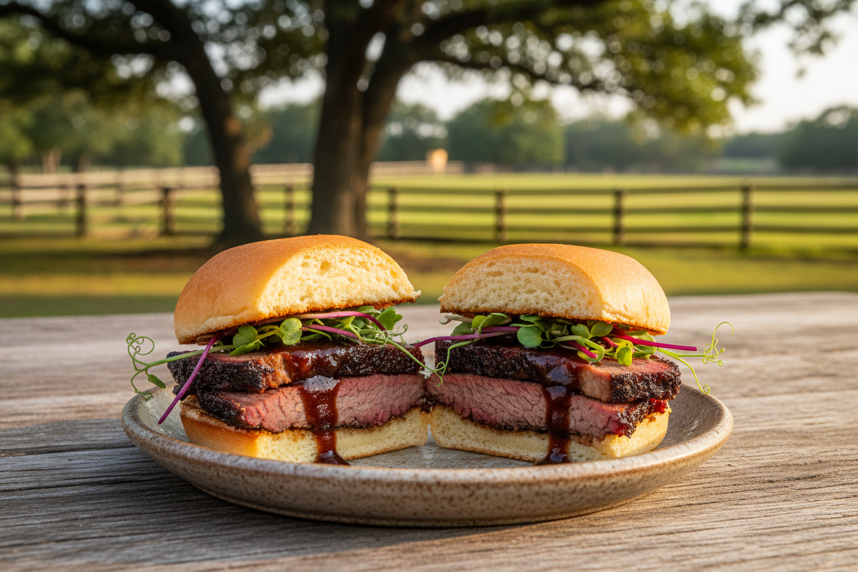 Brisket Sliders - Radish and Pea Shoots